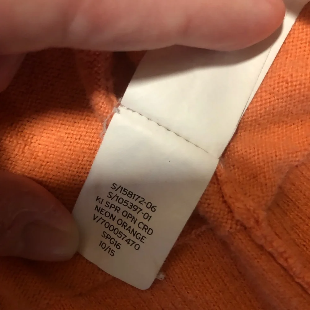 Gap Neon Orange Open Front Cotton Cardigan Sweater XS